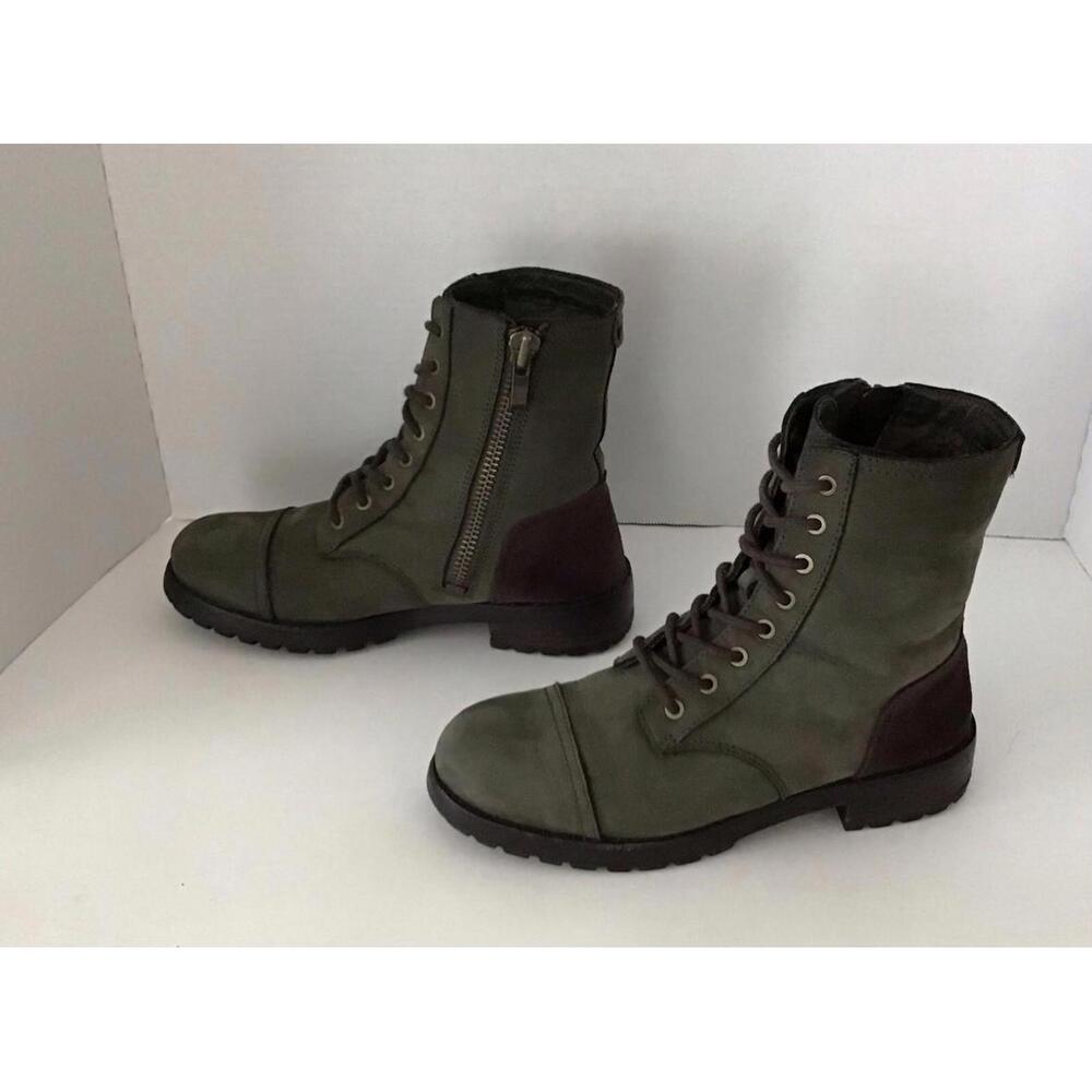 UGG Kilmer Green Leather Lace Up Combat/ Military Style Boots Women's Size 7 - Picture 3 of 9
